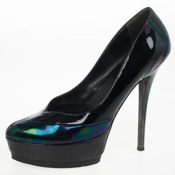 Gucci Oil Slick &amp; Patent Leather Platform Pumps Size 37.5