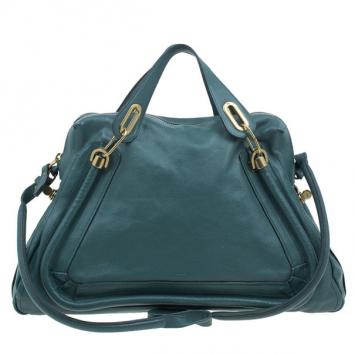 Chloe Sea Blue Leather Large Paraty Bag