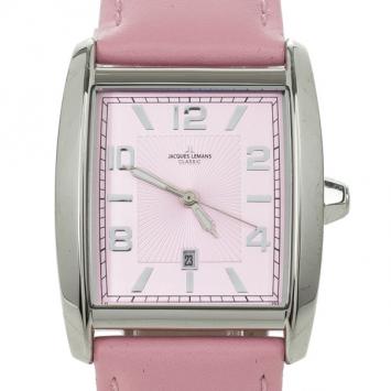 Jacques Lemans SS Leather Pink Quartz 1-1305 Womens Wristwatch 31 MM