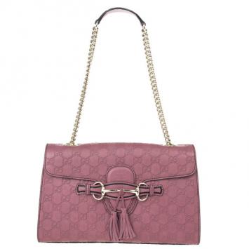 Gucci Pink Emily Guccissima Leather Chain Shoulder Bag