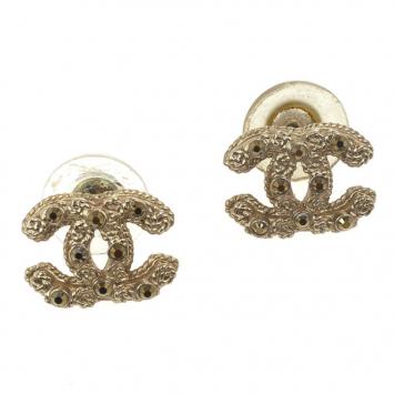 Chanel CC Gold Tone Earrings