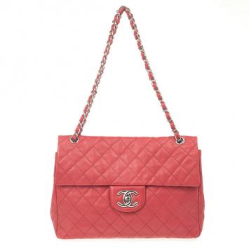 Chanel Red Lambskin Classic Maxi Flap 