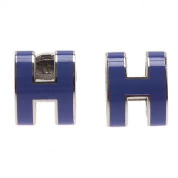 Hermes Pop H Blue Lacquer Earrings
