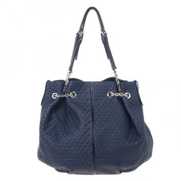Tod`s Signature Medium Navy Blue Patent Leather Tote Bag