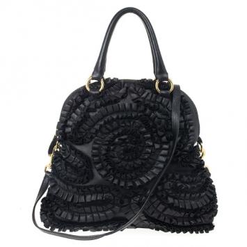 Valentino Black Leather Petale Dome Satchel