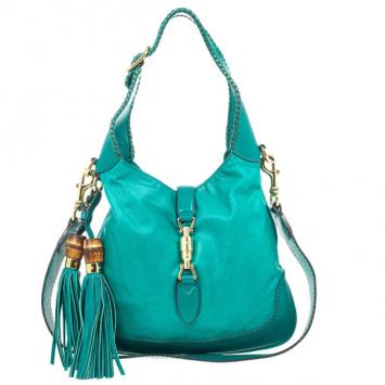 Gucci Turquoise Leather New Jackie Medium Hobo Bag