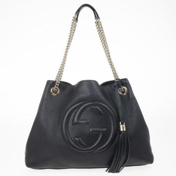 Gucci Black Leather Soho Tote