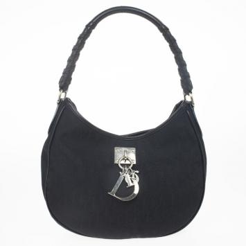 Dior Black Diorissimo Canvas Lovely Hobo