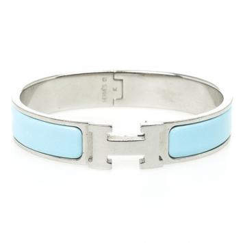 Hermes Clic-Clac H Light Blue Palladium Plated Bracelet PM