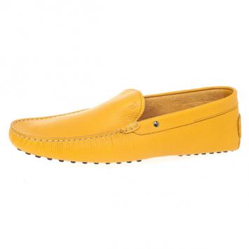 Pre Owned Tod's Mustard Leather Pantofola Borchie Gommini Nuovo Moccasins Size 43.5