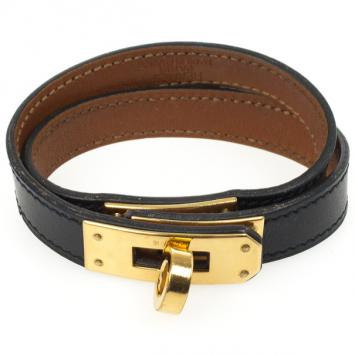 Hermès Black Kelly Double Tour Leather Bracelet