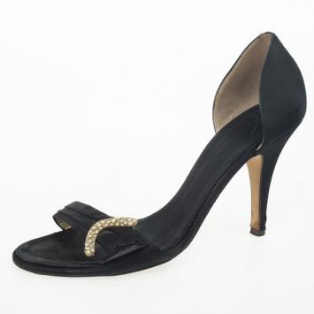 Giuseppe Zanotti Black Satin Crystal D'orsay Pumps Size 38.5