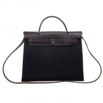 Hermes Black Herbag Convertible Satchel
