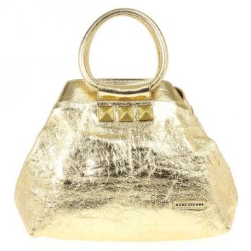Marc Jacobs Metallic Gold Crackled Leather Tote