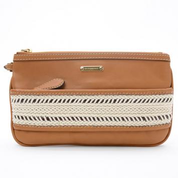 Pre Owned Burberry Calf Leather Rope Webbing Fuller Wristlet