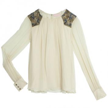 Matthew Williamson Shoulder Embellished Silk Top L