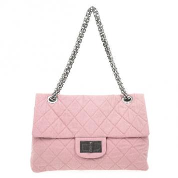 Chanel Rose Denim Quilted  XL Flap Bag