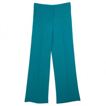 Alberta Ferretti Turquoise SS 2013 Satin Wide Leg Pants M