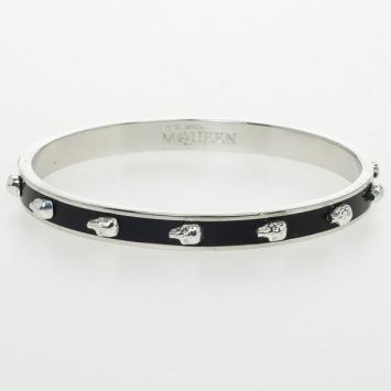 Alexander McQueen Small 3D Skull Black Enamel Bracelet
