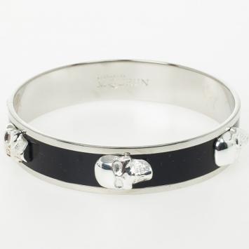 Alexander McQueen Large 3D Skull Black Enamel Bracelet