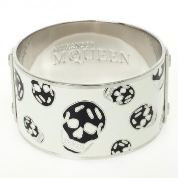 Alexander McQueen Skull Printed White Resin Large Bangle