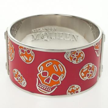 Alexander McQueen Skull Printed Red Resin Large Bangle