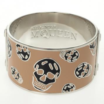 Alexander McQueen Skull Printed Pink Resin Large Bangle
