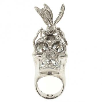 Alexander McQueen Punk Dragonfly Skull Ring Size 54.5