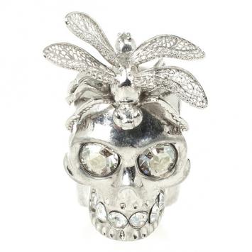 Alexander McQueen Punk Dragonfly Skull Ring 56