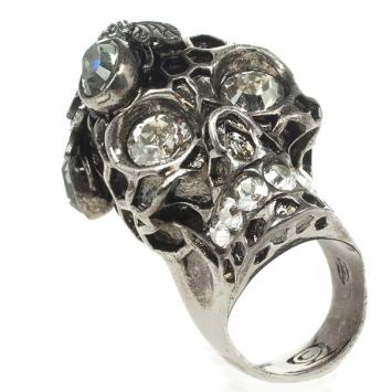 Alexander McQueen Honeycomb Skull Cocktail Ring Size 53
