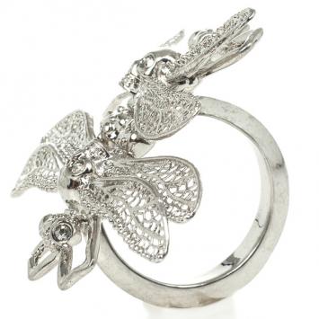 Alexander McQueen Twin Dragonfly Skull Ring Size 54.5