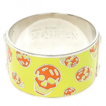Alexander McQueen Skull Printed Yellow and Orange Resin Large Bangle