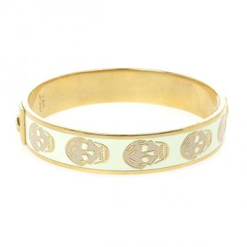Alexander McQueen Skull Printed Light Yellow Resin Small Bangle