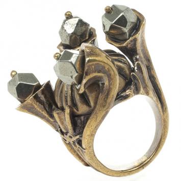 Yves Saint Laurent Shadow Crown Ring Gold Metal Size 49