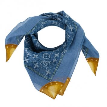 Louis Vuitton Blue Monogram Denim Square Scarf