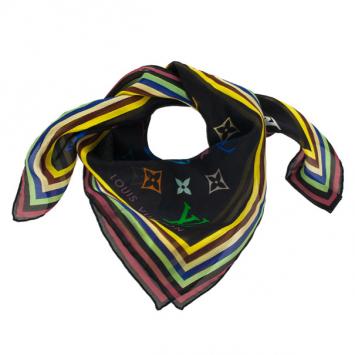 Louis Vuitton Black Monogram Multicolore Silk Square Scarf