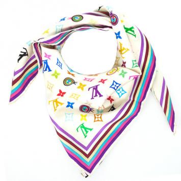 Louis Vuitton White Multicolor Monogram Eye Love Square Scarf
