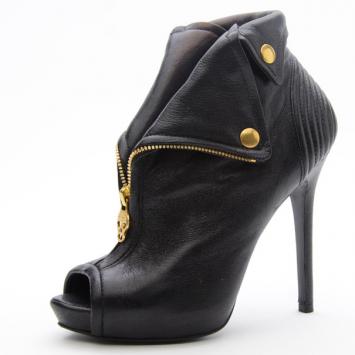 Alexander McQueen Faithful Peep-Toe Ankle Boots Size 36.5