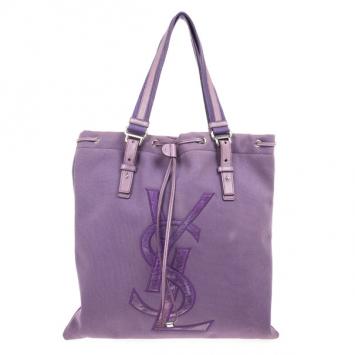 Saint Laurent Paris Purple Canvas Signature Tote