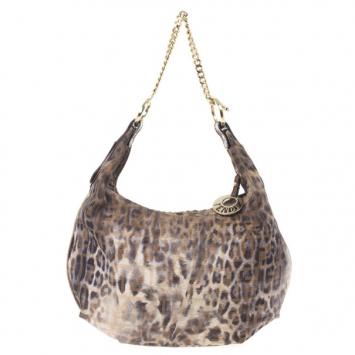 Fendi Zucca Leopard Print Chef Chain Hobo