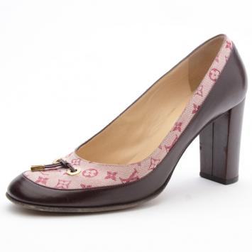 Louis Vuitton Pink Mini Lin Monogram Pumps Size 36.5