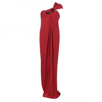 Gucci Red One-Shoulder Crepe Jersey Gown M