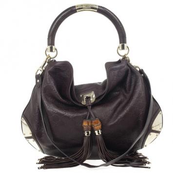 Gucci Brown Leather Guccissima Indy Top Handle Bag