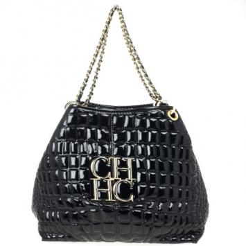 Carolina Herrera Black Patent Quilted Tote