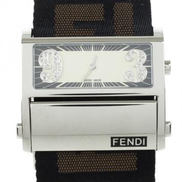 Fendi Zip Code Stainless Steel Diamond Quartz Womens Wristwatch 40MM
