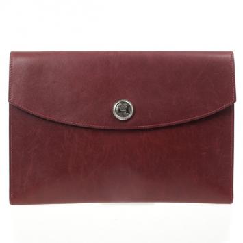 Hermes Vintage Burgundy Box Calf Leather Rio Clutch