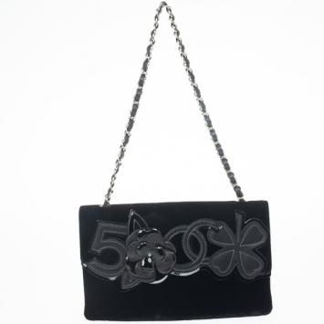 Chanel Velvet Camellia 5 Clutch Bag
