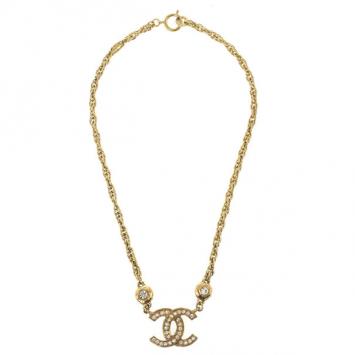 Chanel Vintage CC Crystal Necklace