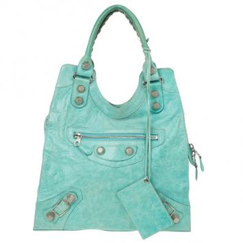 Balenciaga Green Lambskin Giant Folder Bag