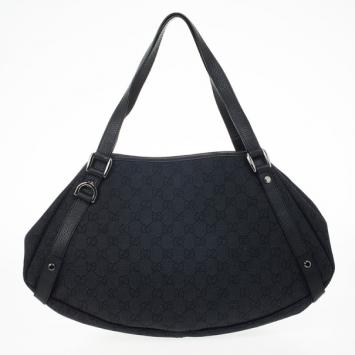 Gucci Black Monogram Abbey Medium Hobo